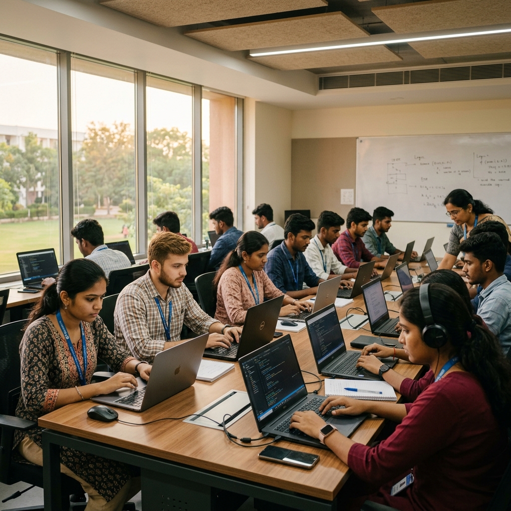 Students learning in computer lab