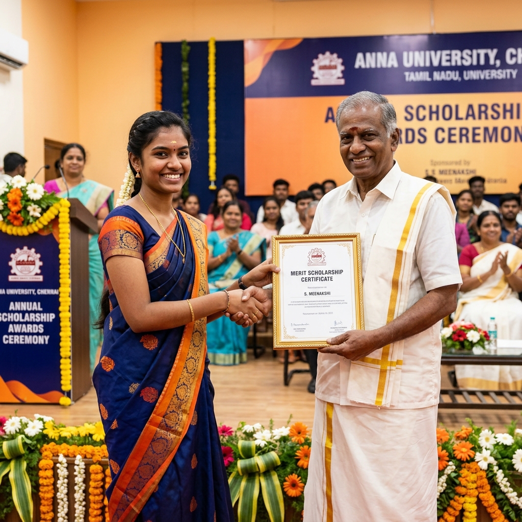 Student receiving scholarship